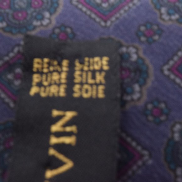 Lanvin 100% Silk Neck Tie Italy Purple Pattern - Picture 8 of 9